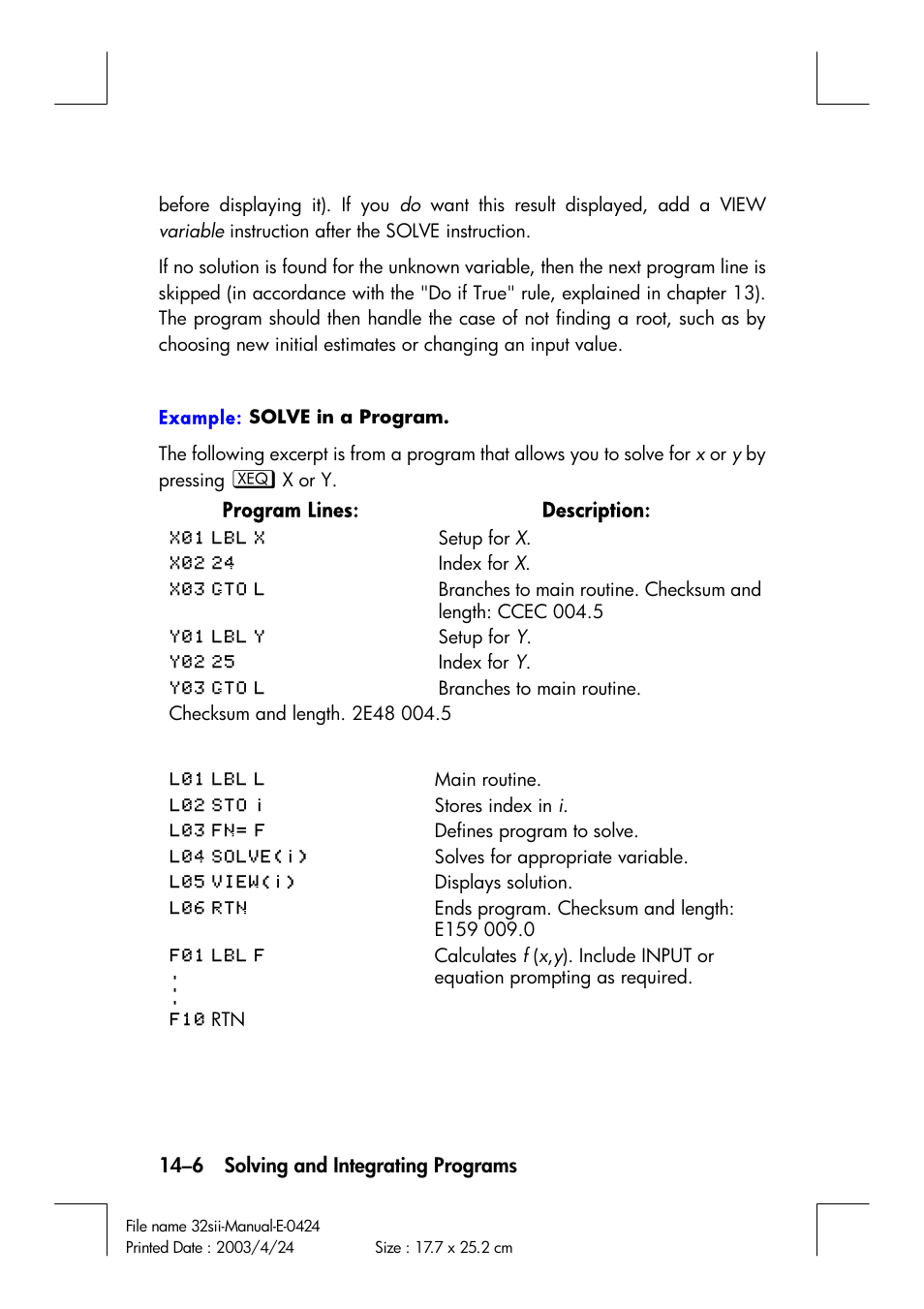 HP 32SII User Manual | Page 222 / 376