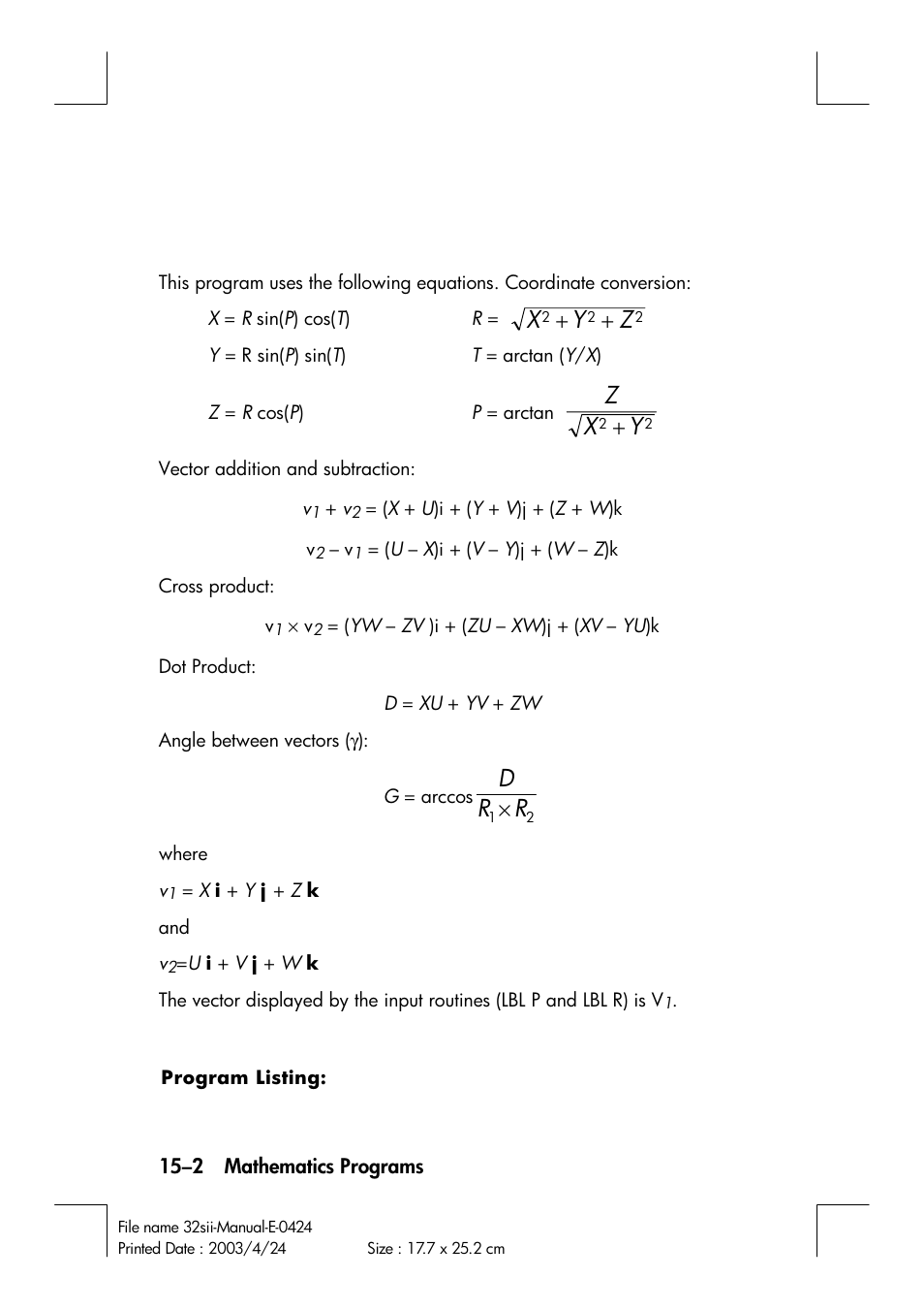 Zy x, Yx z | HP 32SII User Manual | Page 228 / 376