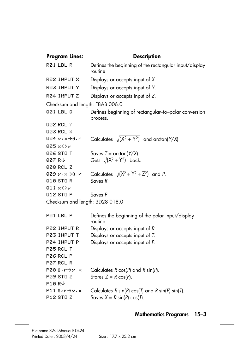 HP 32SII User Manual | Page 229 / 376