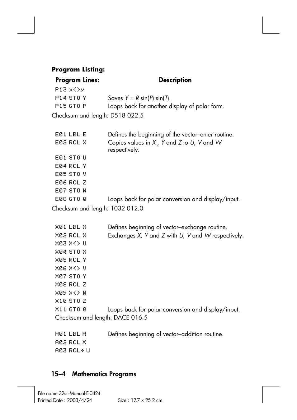 HP 32SII User Manual | Page 230 / 376