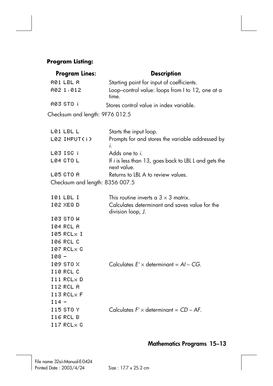 HP 32SII User Manual | Page 239 / 376