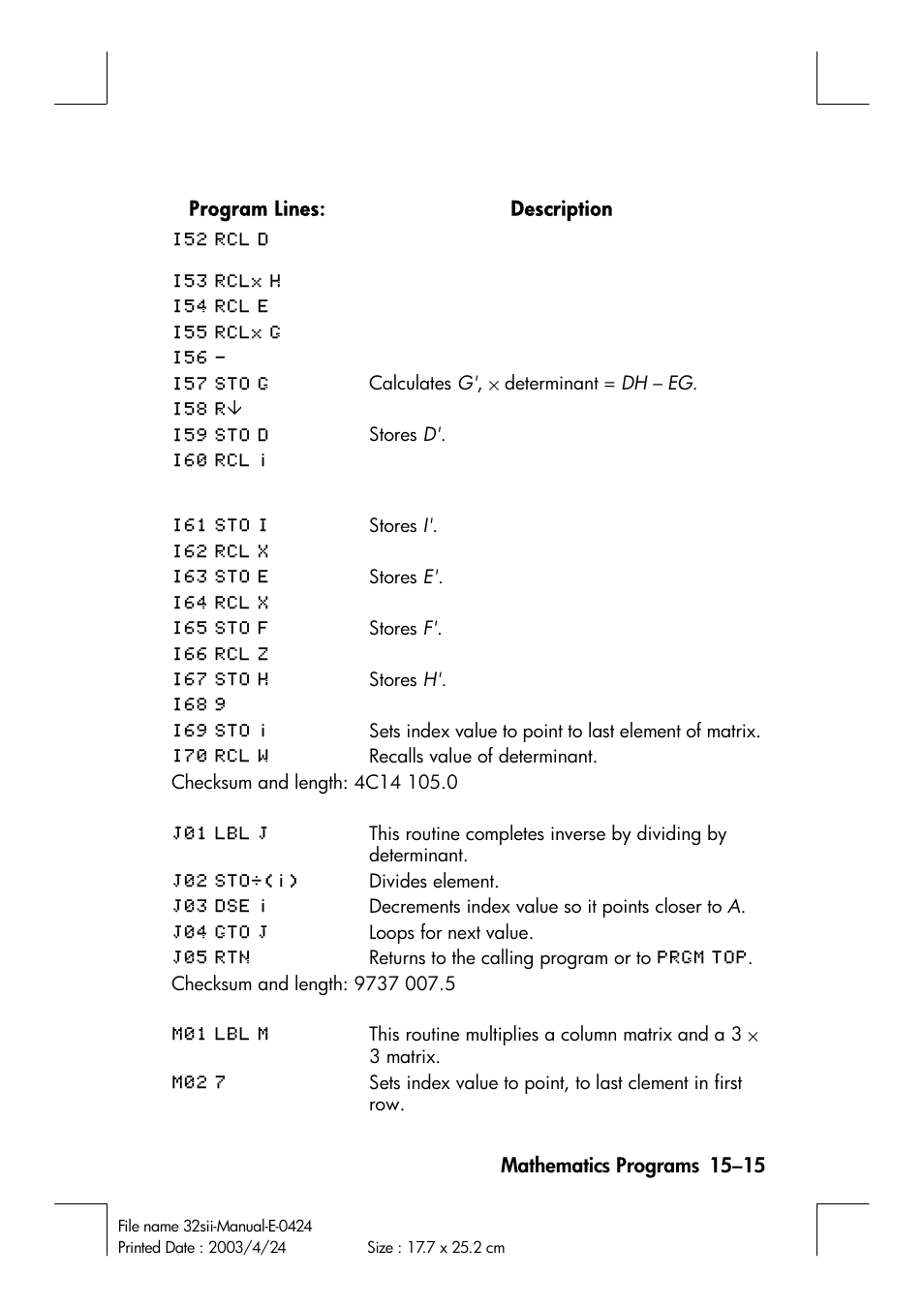 HP 32SII User Manual | Page 241 / 376