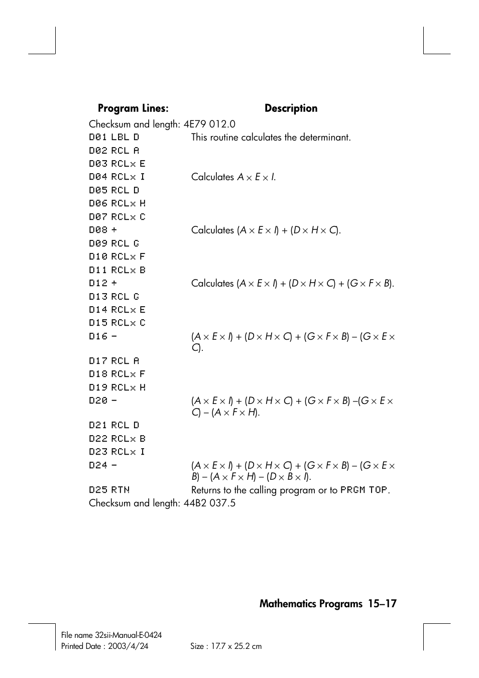 HP 32SII User Manual | Page 243 / 376