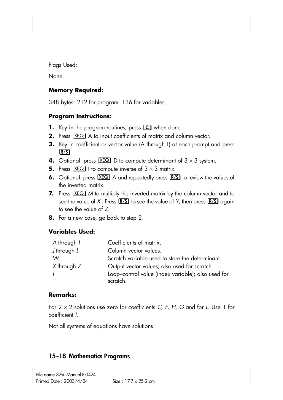 HP 32SII User Manual | Page 244 / 376