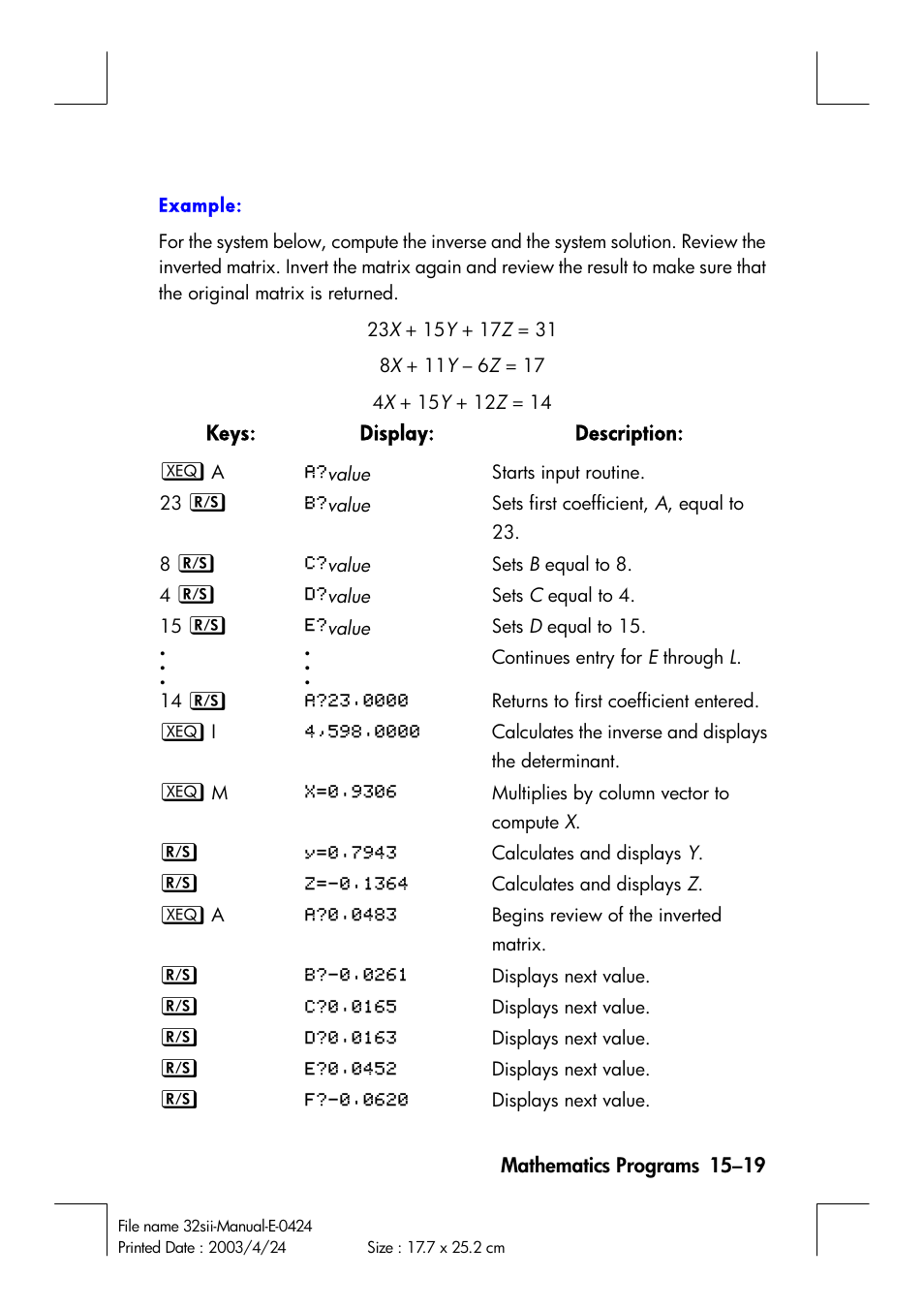 HP 32SII User Manual | Page 245 / 376