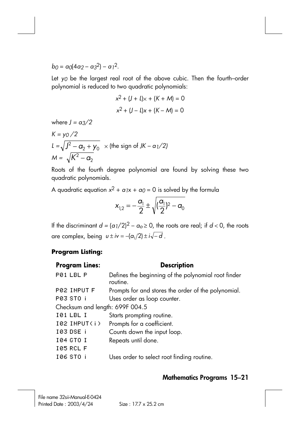 Ya j, 2 ( 2 a a a x | HP 32SII User Manual | Page 247 / 376