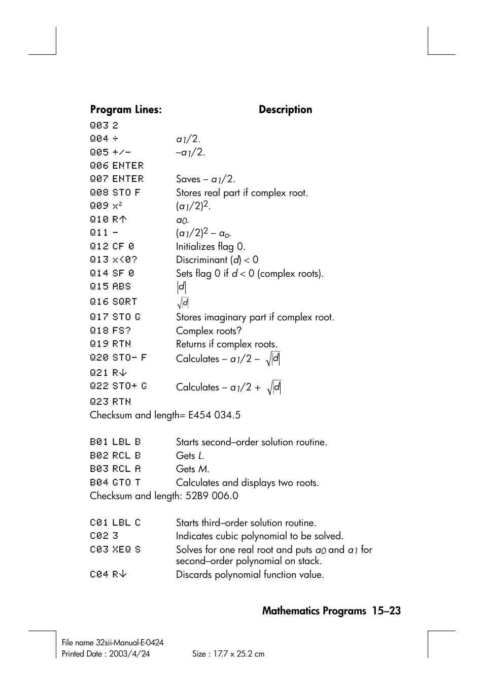 HP 32SII User Manual | Page 249 / 376