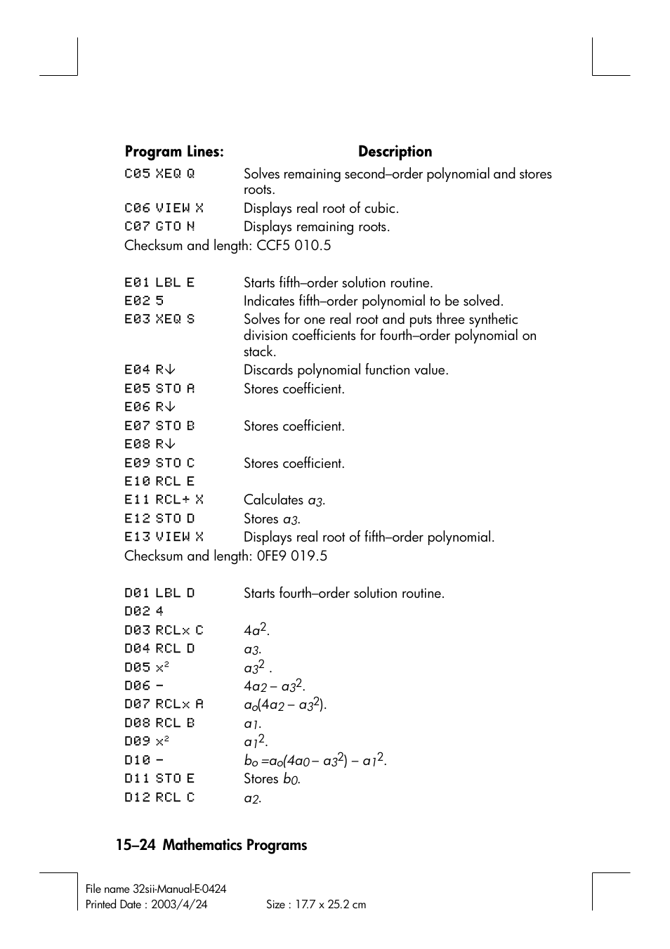 HP 32SII User Manual | Page 250 / 376