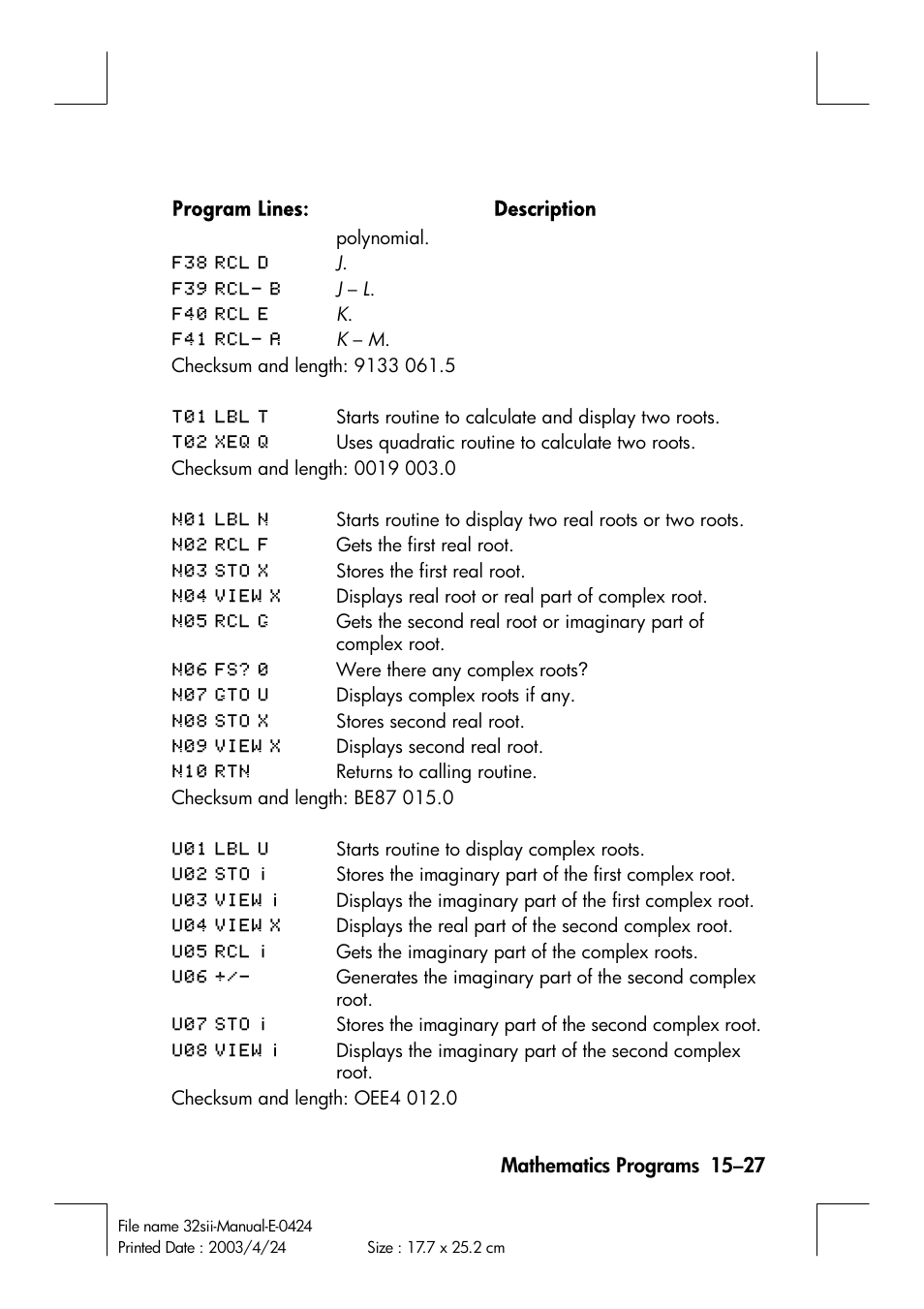HP 32SII User Manual | Page 253 / 376