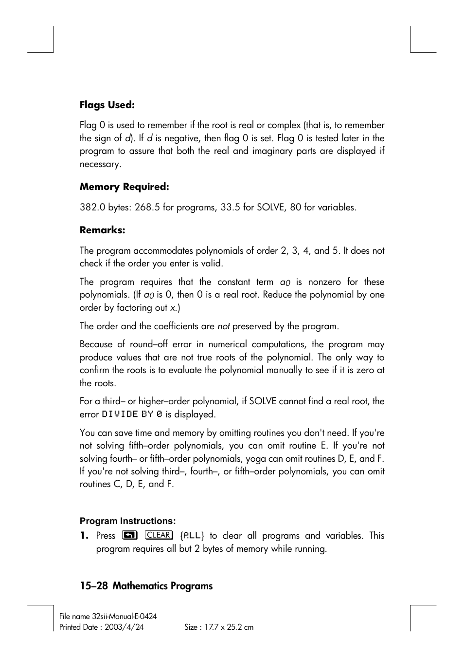 HP 32SII User Manual | Page 254 / 376