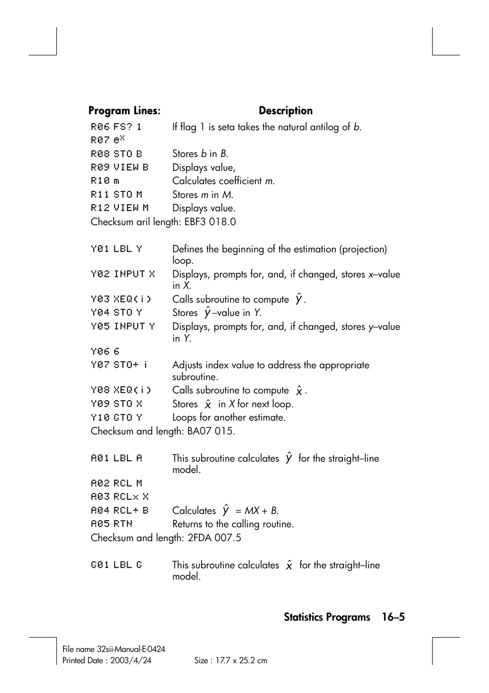 HP 32SII User Manual | Page 269 / 376