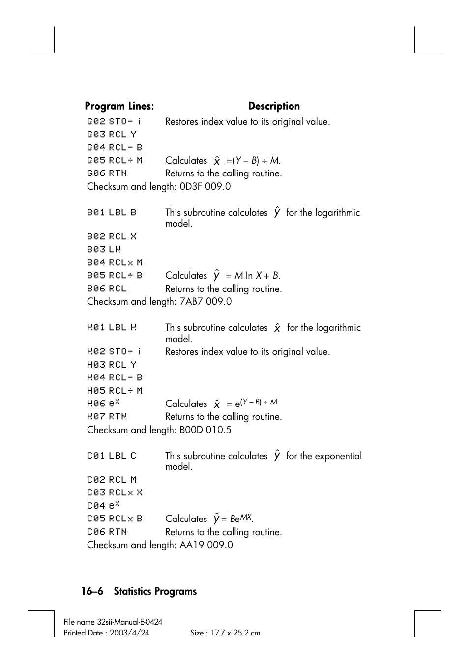 HP 32SII User Manual | Page 270 / 376