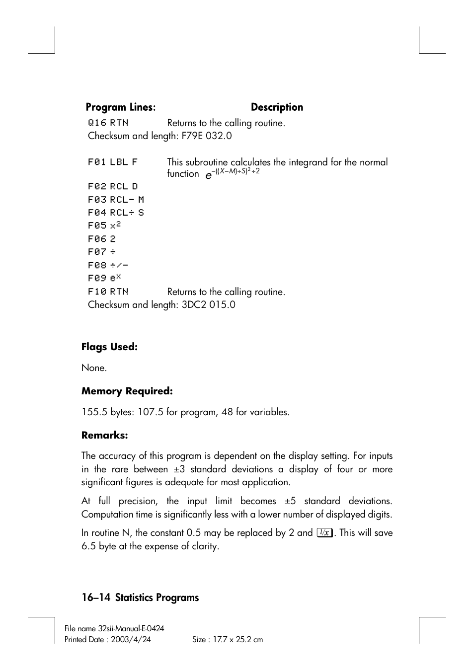 HP 32SII User Manual | Page 278 / 376