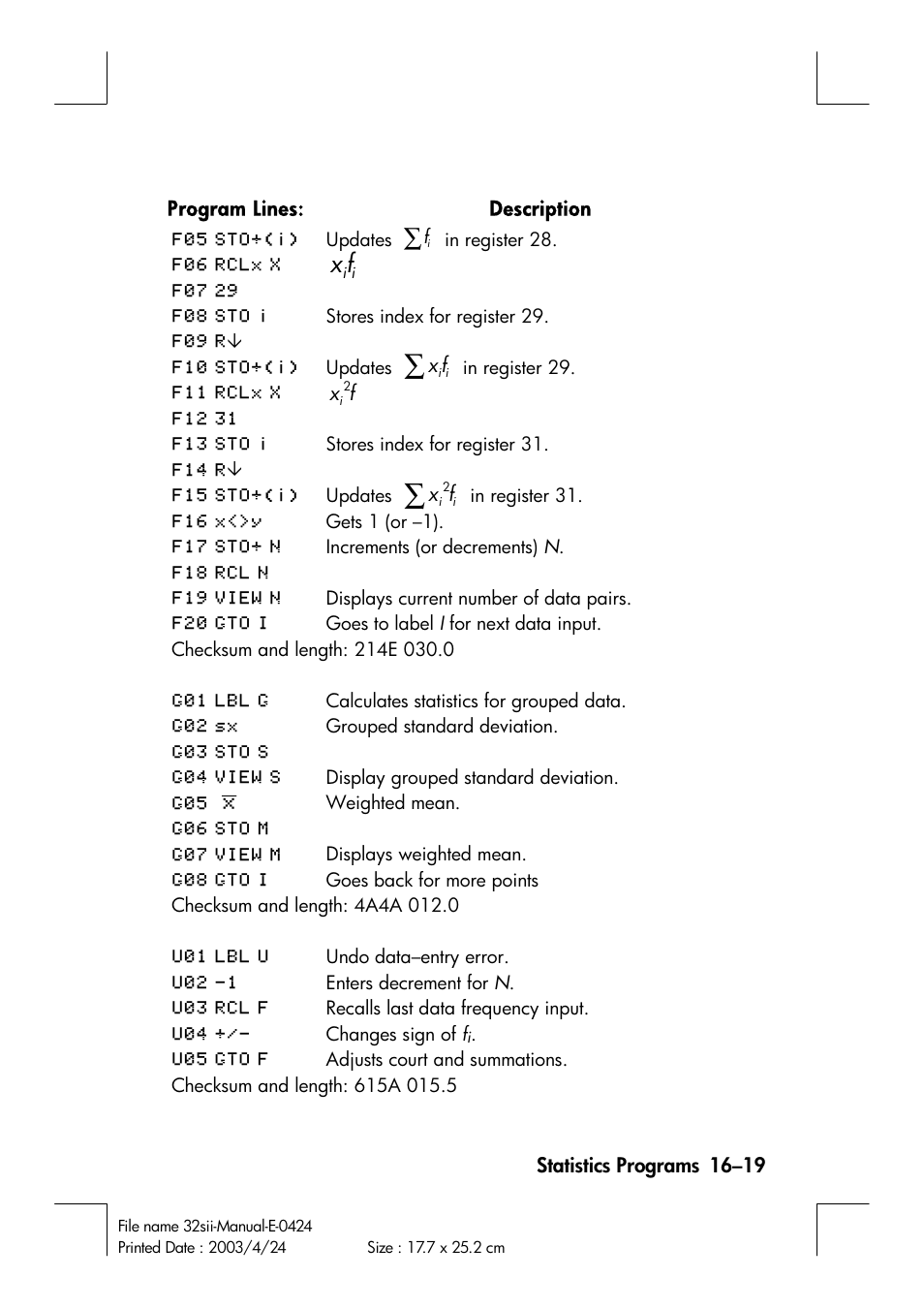 HP 32SII User Manual | Page 283 / 376