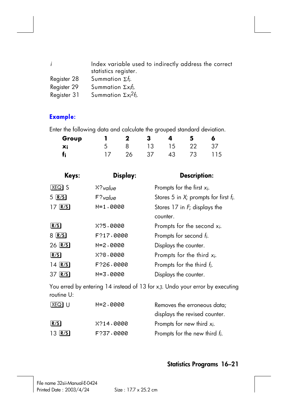 HP 32SII User Manual | Page 285 / 376