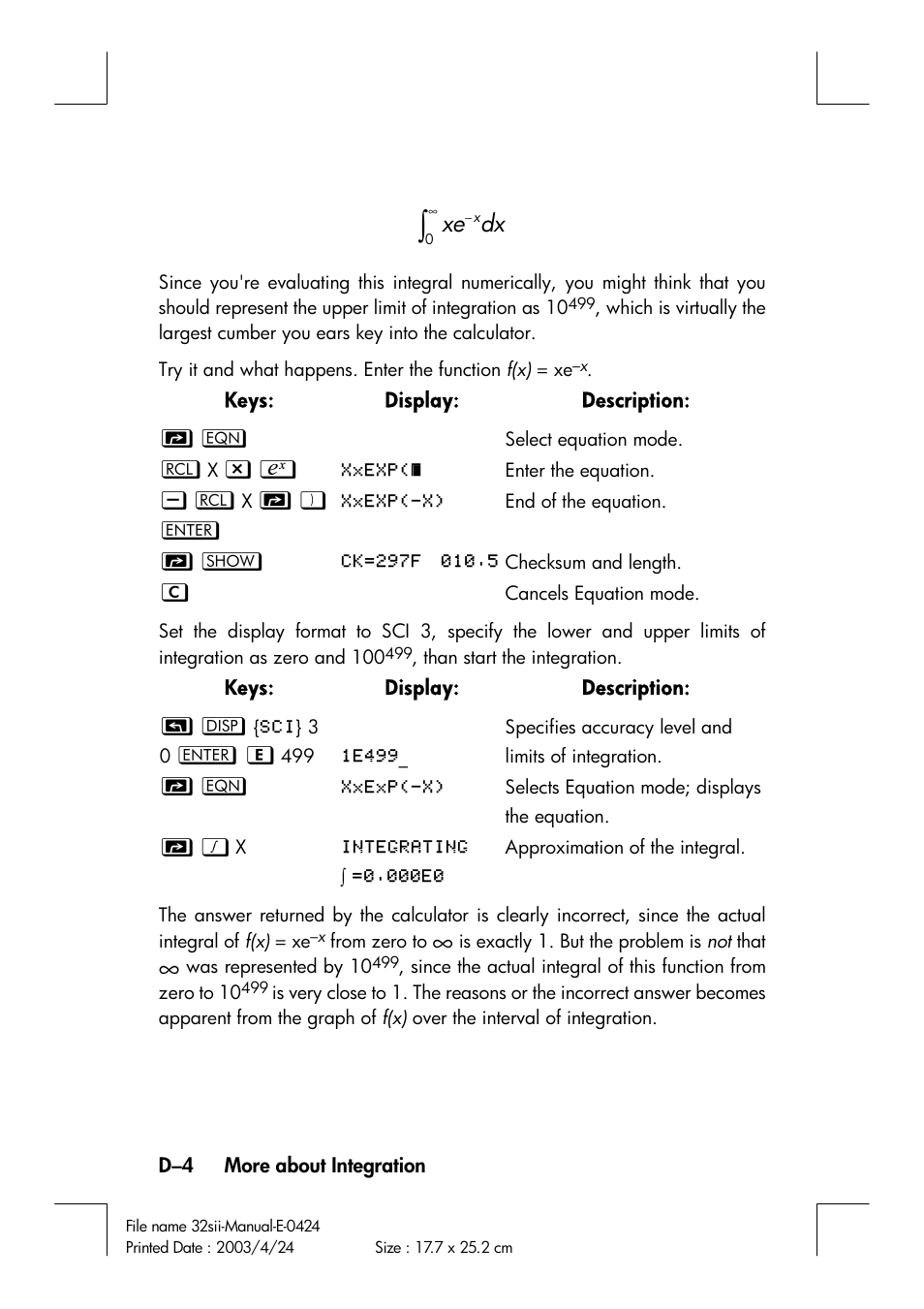 Dx xe | HP 32SII User Manual | Page 334 / 376