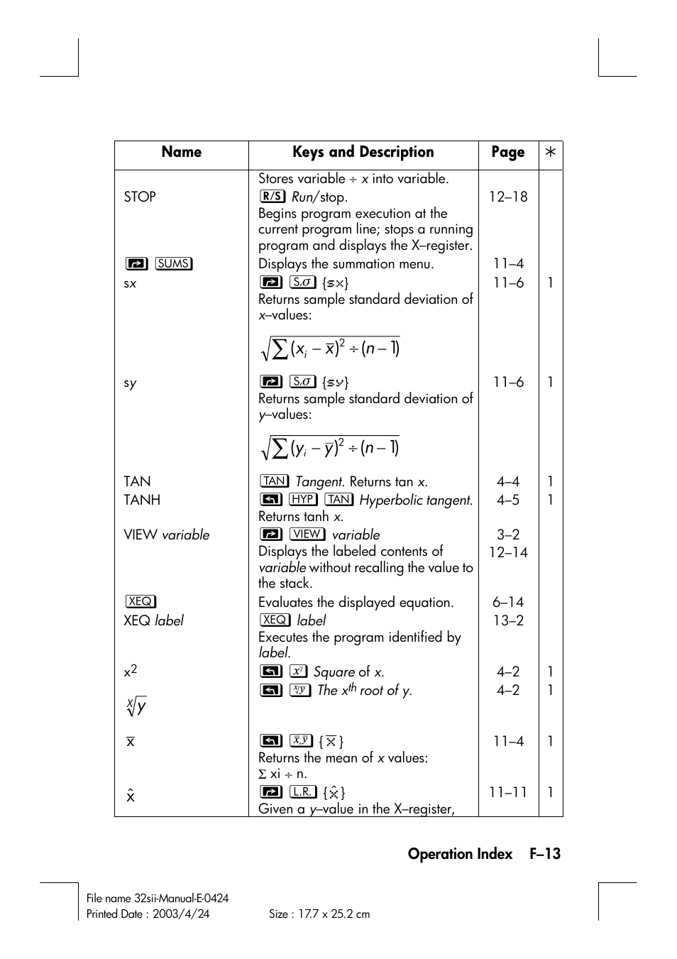 Nx x, Ny y | HP 32SII User Manual | Page 357 / 376