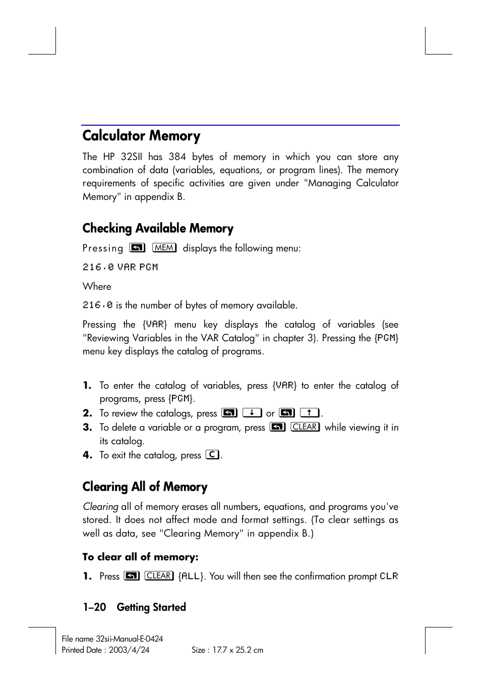 HP 32SII User Manual | Page 36 / 376