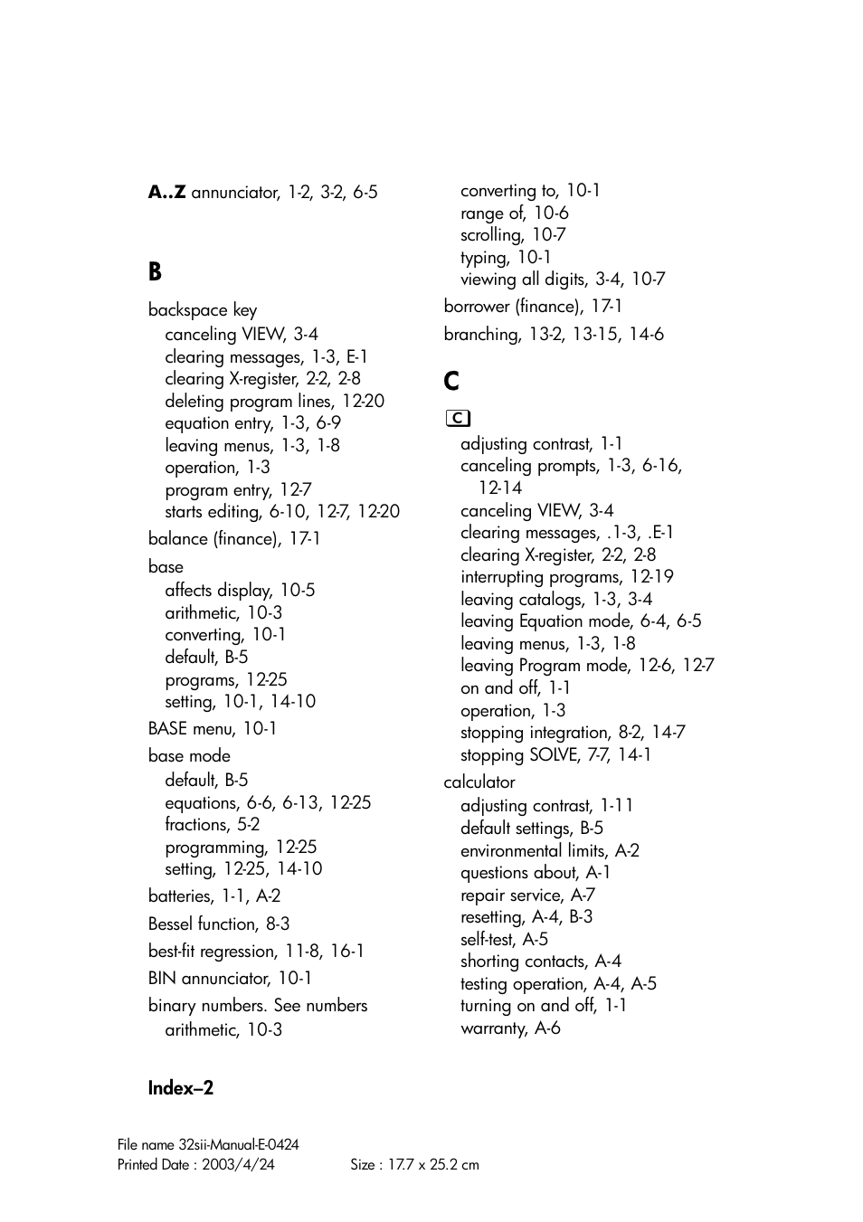 HP 32SII User Manual | Page 362 / 376