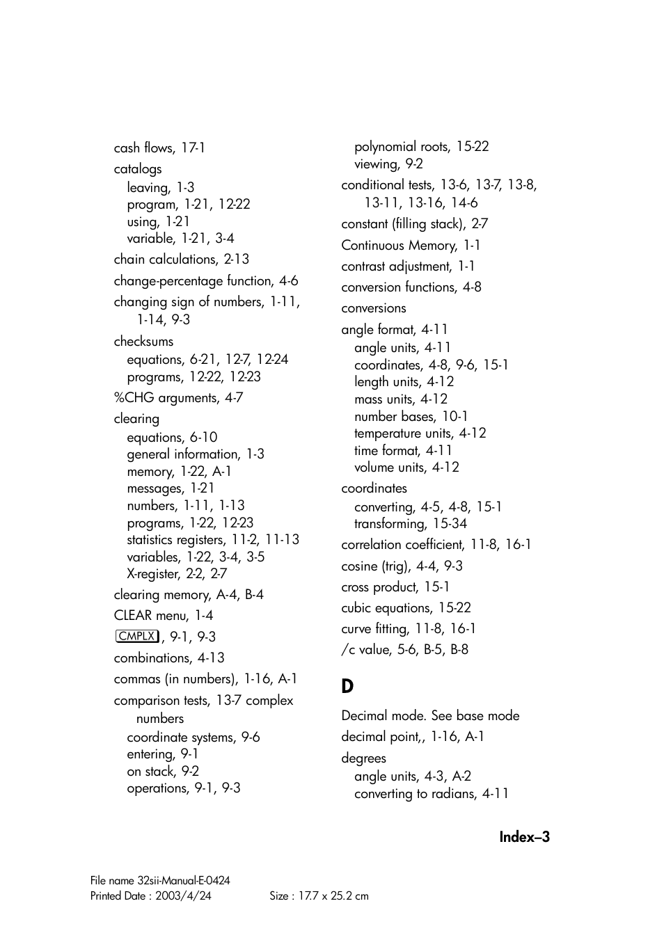 HP 32SII User Manual | Page 363 / 376