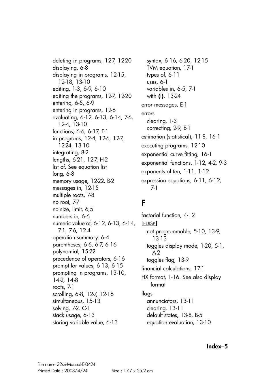 HP 32SII User Manual | Page 365 / 376