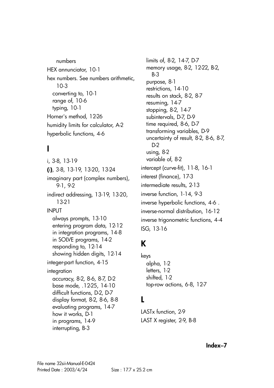 HP 32SII User Manual | Page 367 / 376