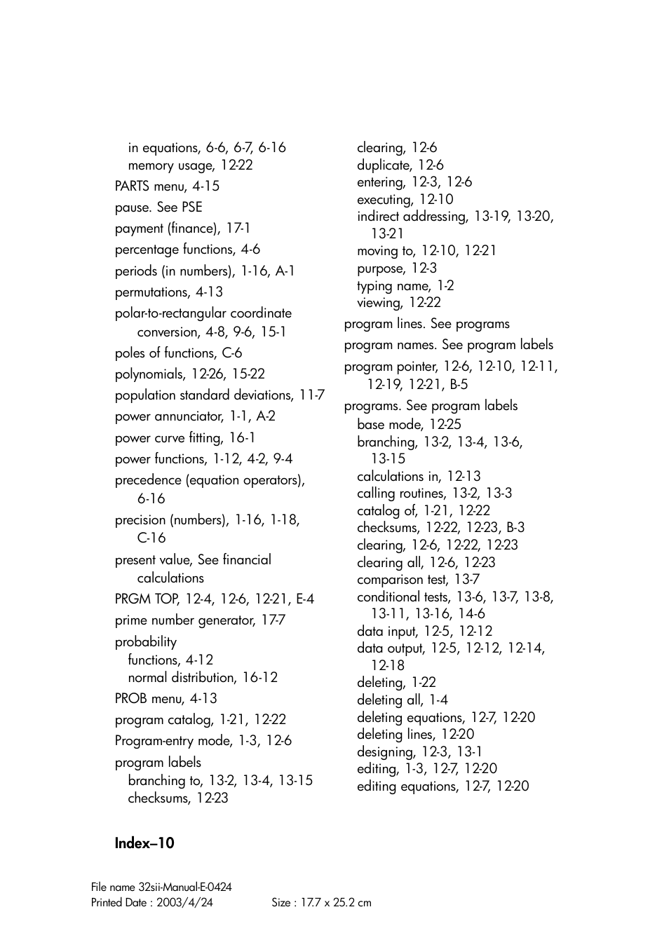 HP 32SII User Manual | Page 370 / 376