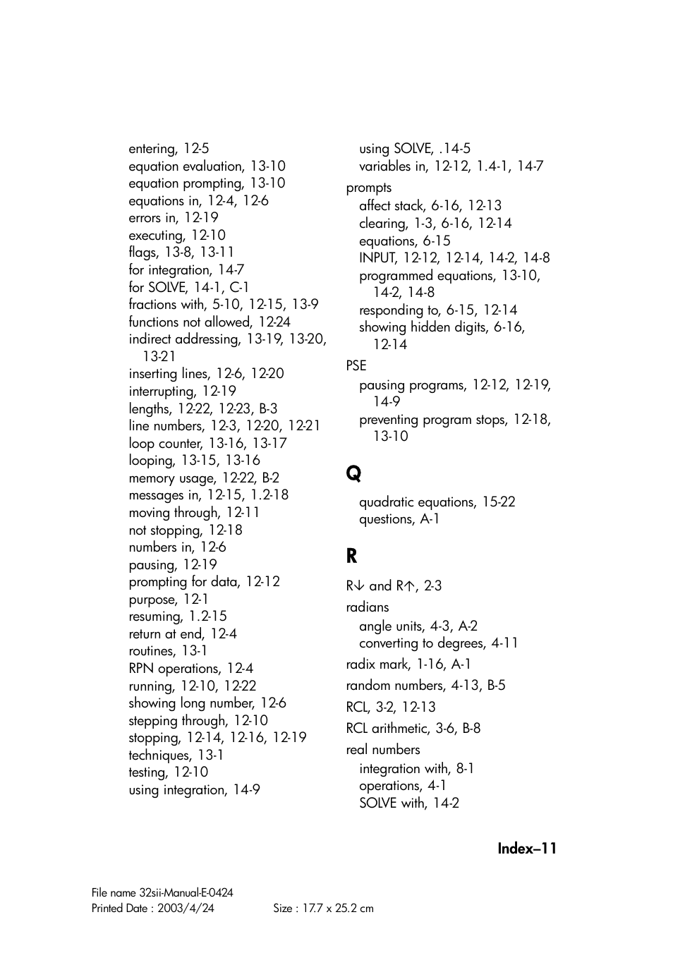 HP 32SII User Manual | Page 371 / 376