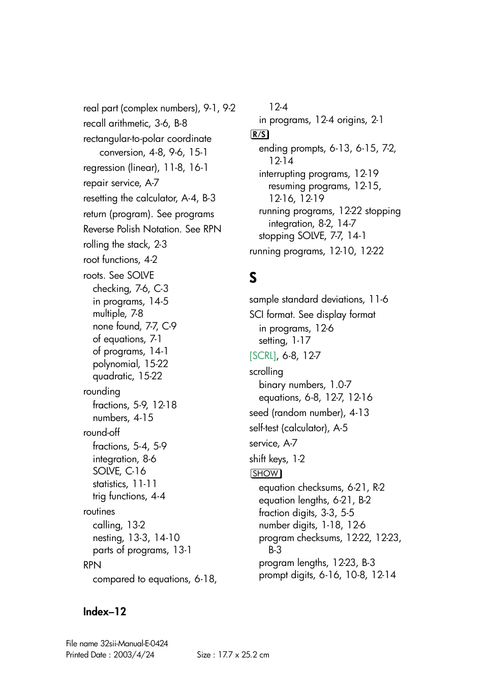 HP 32SII User Manual | Page 372 / 376