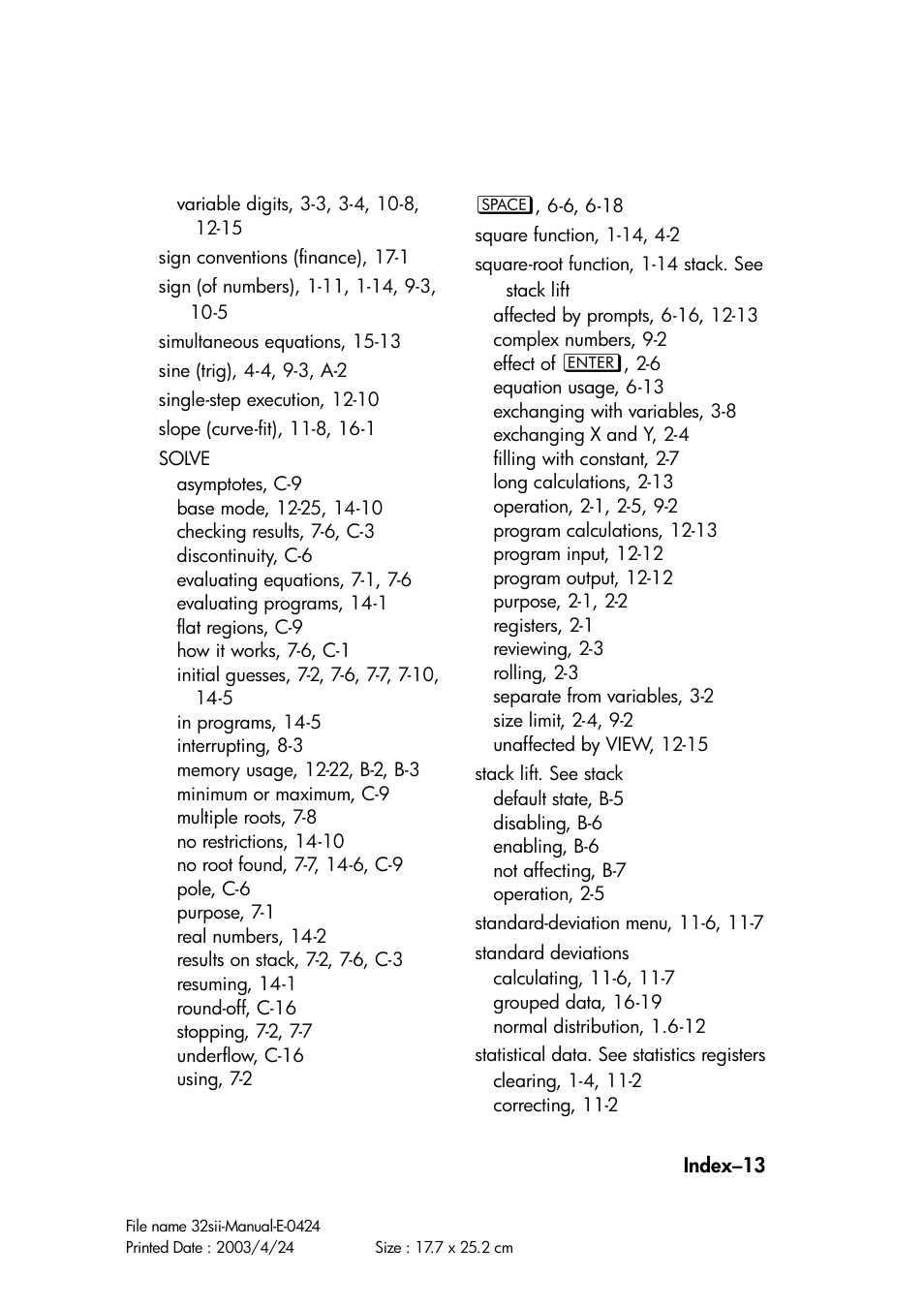 HP 32SII User Manual | Page 373 / 376