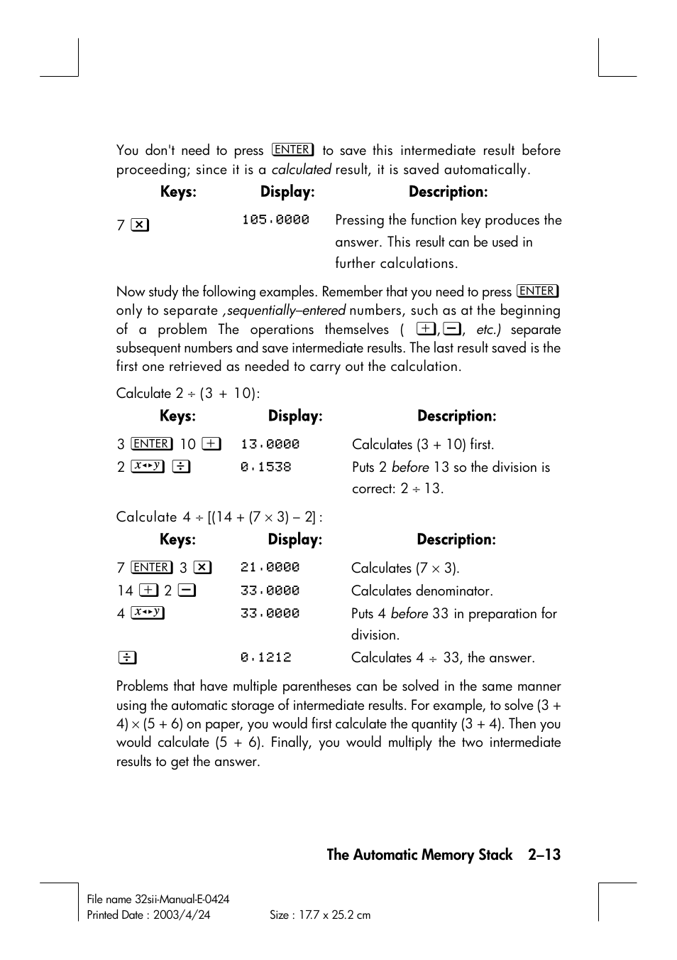 HP 32SII User Manual | Page 51 / 376