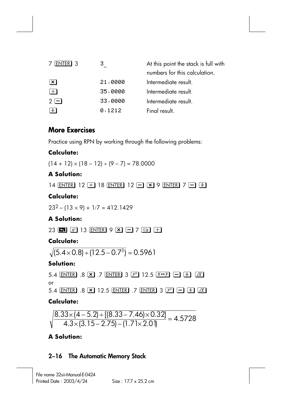 HP 32SII User Manual | Page 54 / 376