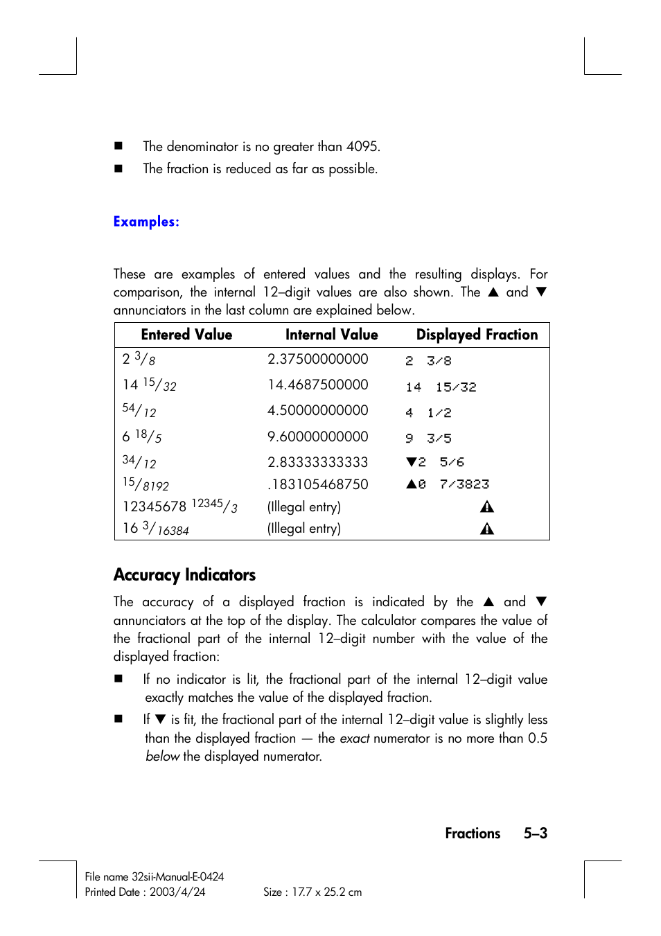 Accuracy indicators | HP 32SII User Manual | Page 81 / 376