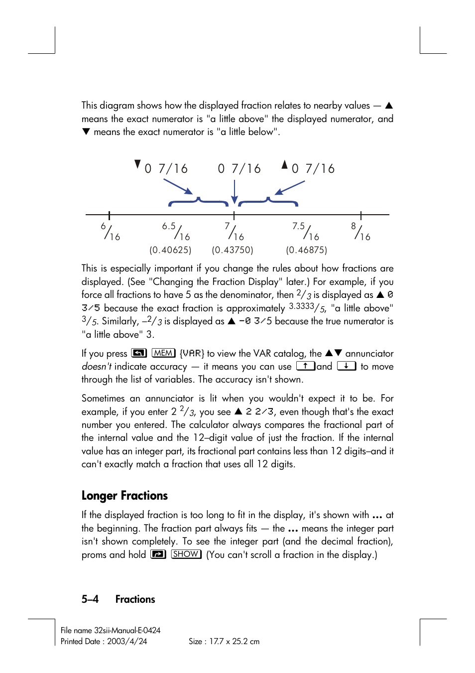 Longer fractions | HP 32SII User Manual | Page 82 / 376