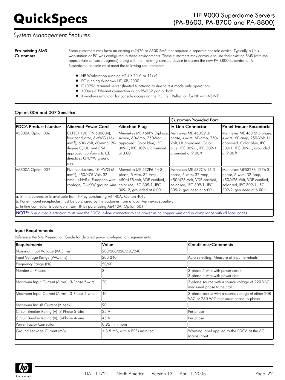 Quickspecs, Hp 9000 superdome servers | HP PA 8800 User Manual | Page 22 / 44