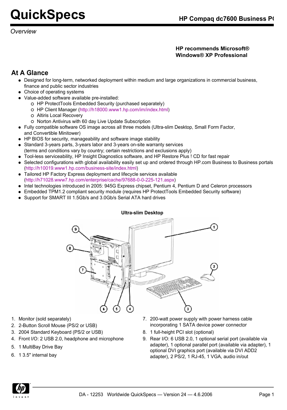 HP Compaq Business PC dc7600 User Manual | 51 pages