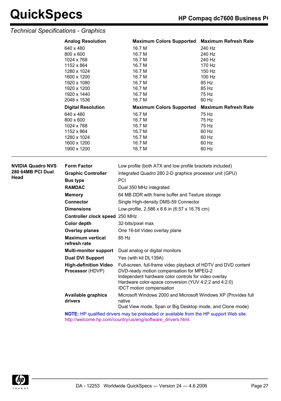 Quickspecs | HP Compaq Business PC dc7600 User Manual | Page 27 / 51