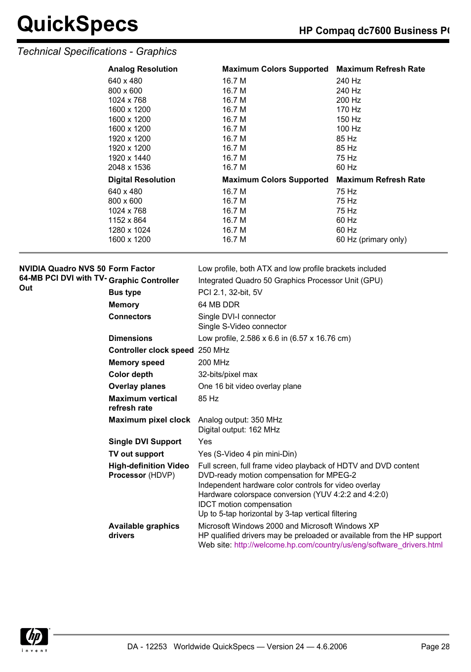 Quickspecs | HP Compaq Business PC dc7600 User Manual | Page 28 / 51