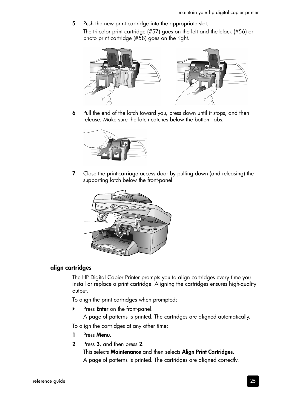 Align cartridges | HP 410 User Manual | Page 29 / 64