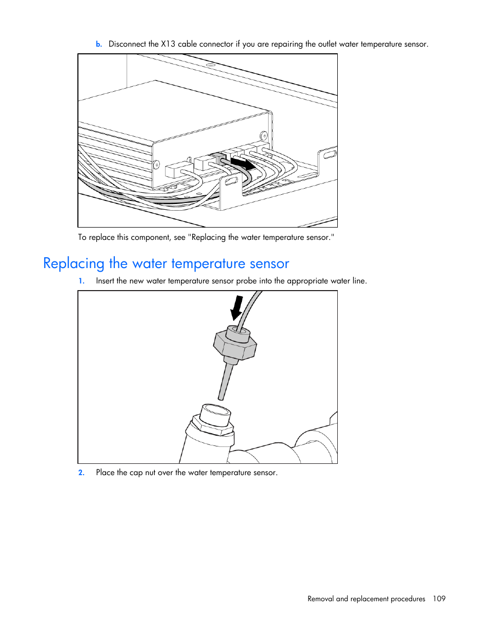 Replacing the water temperature sensor | HP 403349-003 User Manual | Page 109 / 146