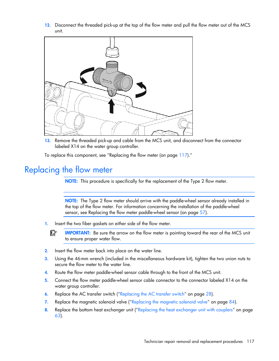 Replacing the flow meter | HP 403349-003 User Manual | Page 117 / 146