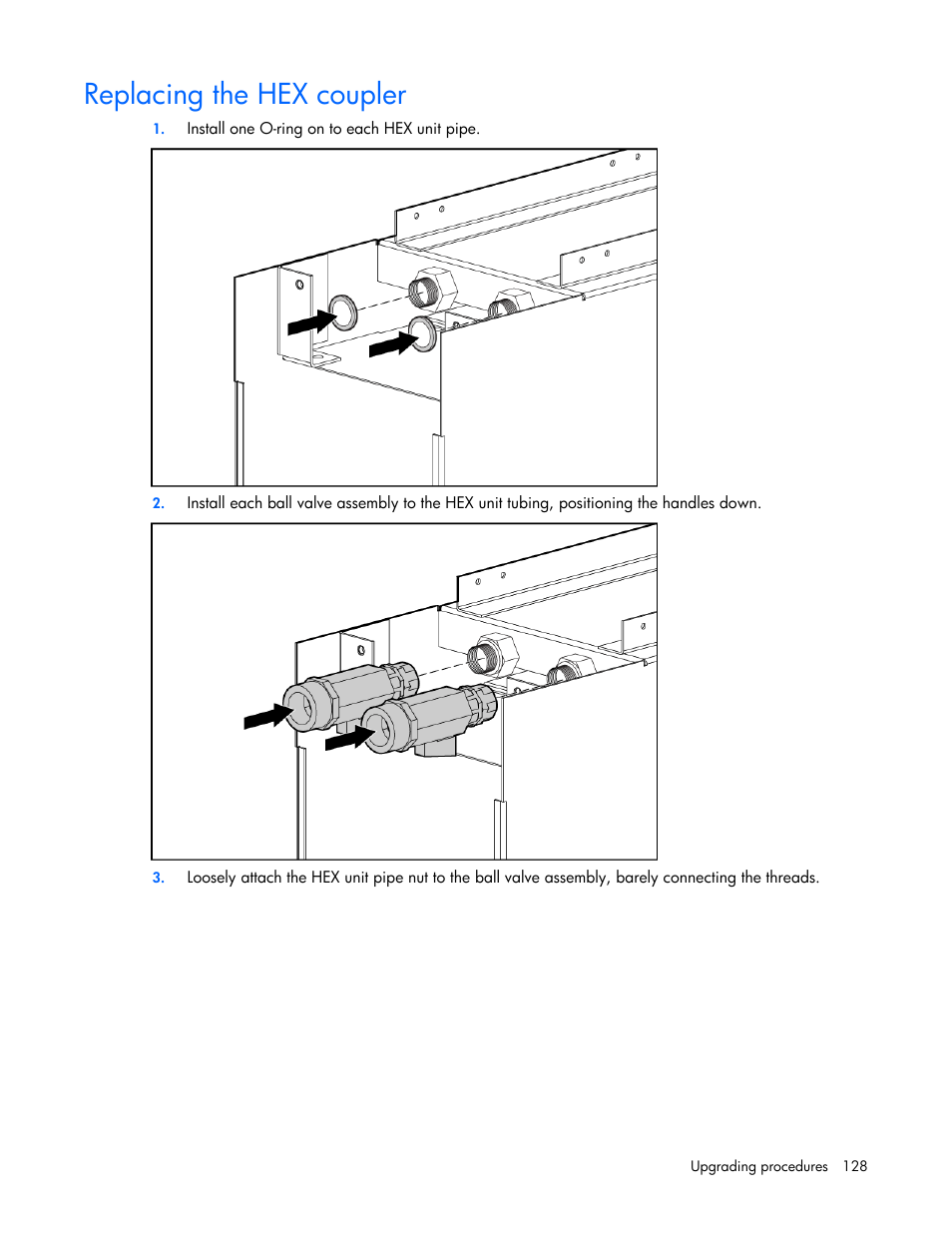 Replacing the hex coupler | HP 403349-003 User Manual | Page 128 / 146