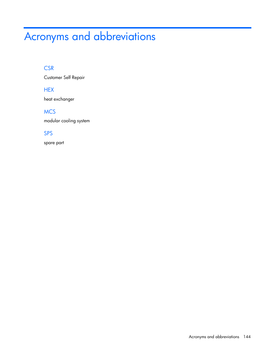 Acronyms and abbreviations | HP 403349-003 User Manual | Page 144 / 146