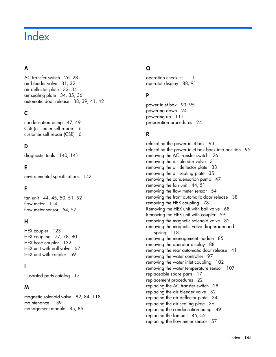 Index | HP 403349-003 User Manual | Page 145 / 146