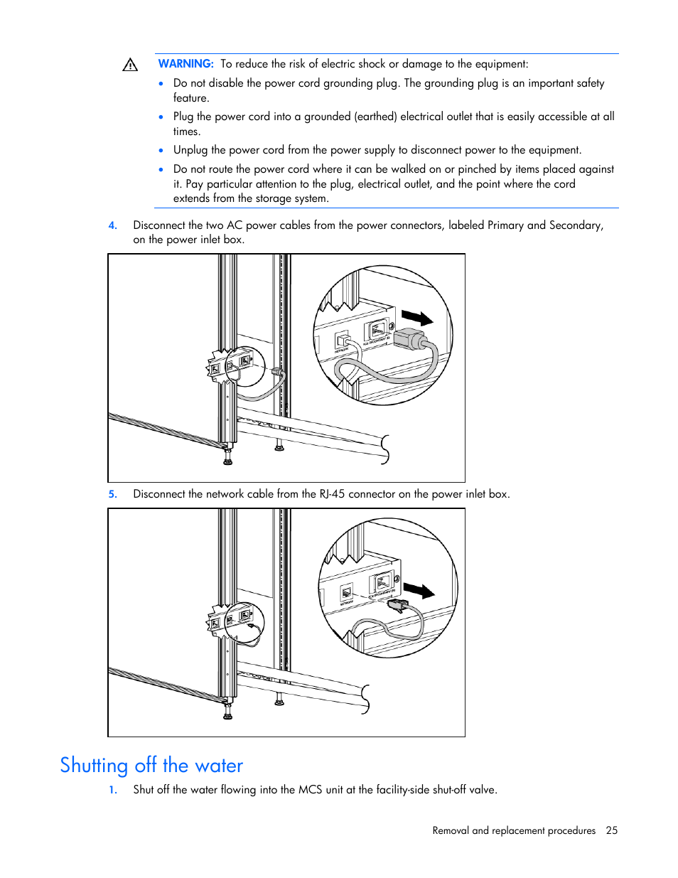 Shutting off the water | HP 403349-003 User Manual | Page 25 / 146