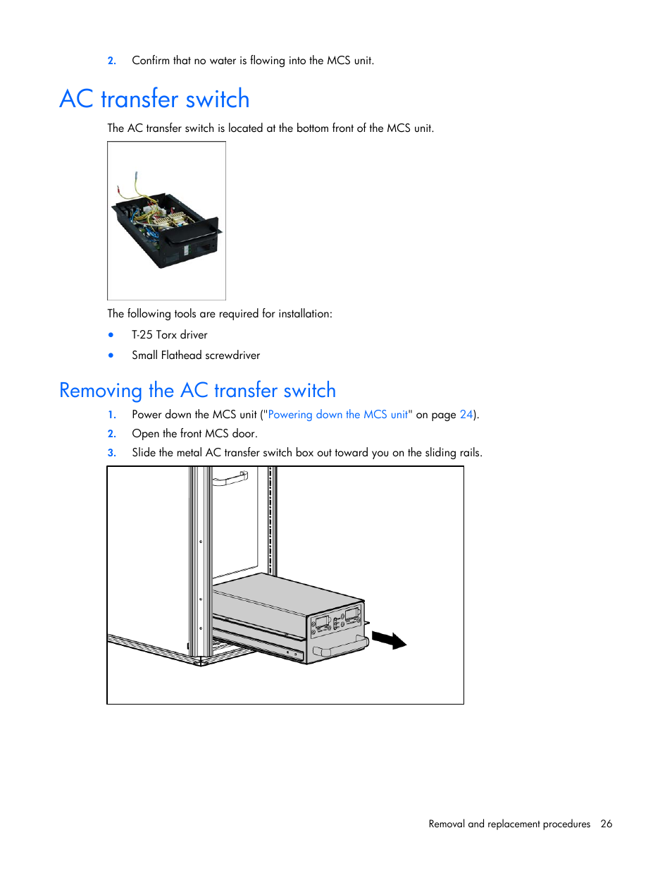 Ac transfer switch, Removing the ac transfer switch, Ac transfer | Switch | HP 403349-003 User Manual | Page 26 / 146