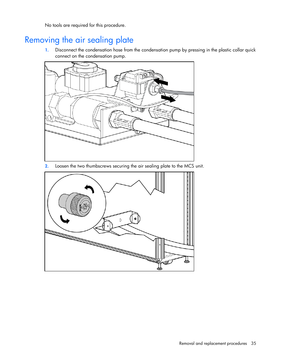 Removing the air sealing plate | HP 403349-003 User Manual | Page 35 / 146