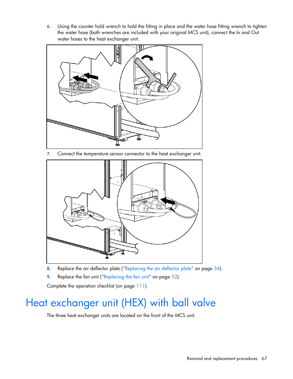 Heat exchanger unit (hex) with ball valve | HP 403349-003 User Manual | Page 67 / 146