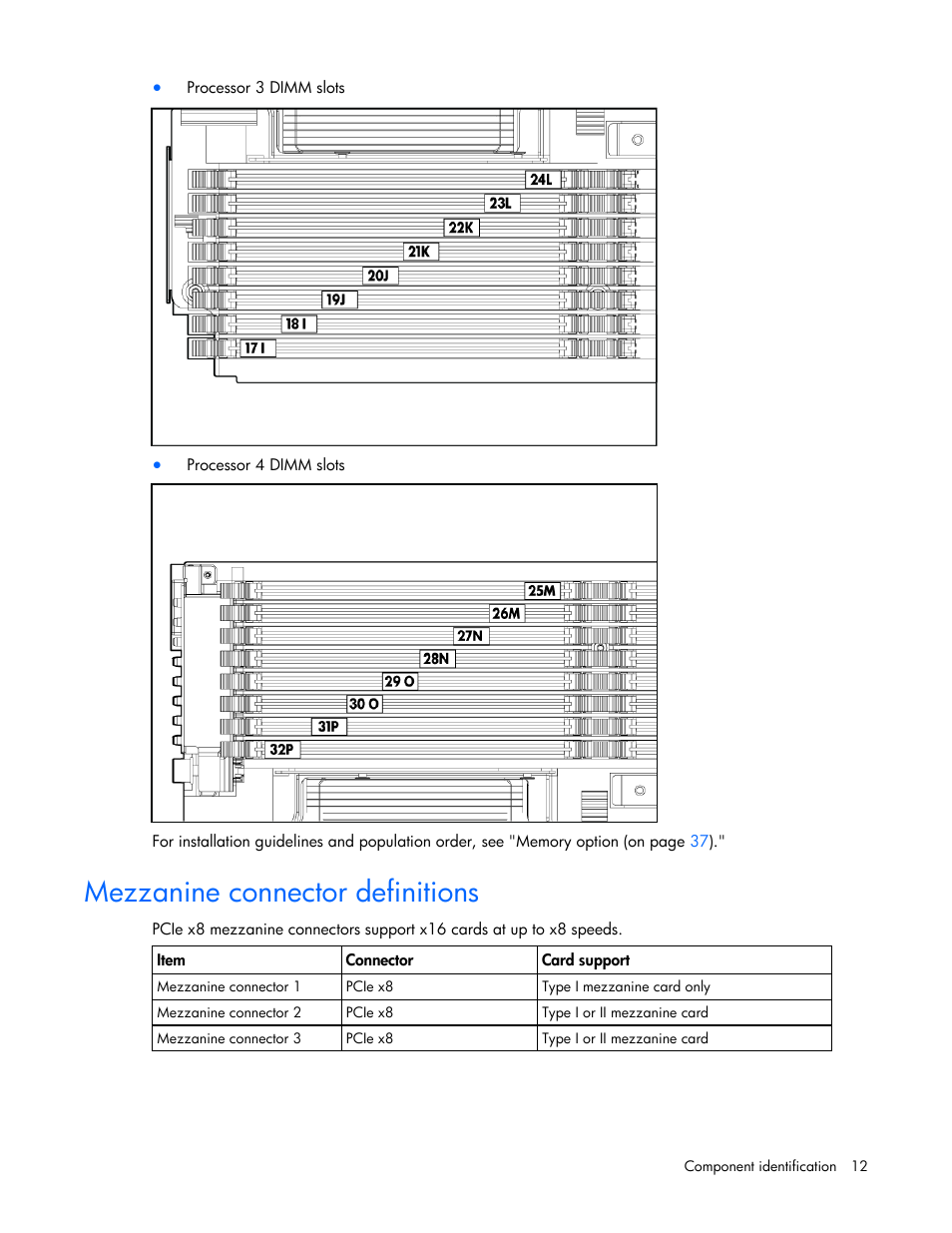 Mezzanine connector definitions | HP BL685C G6 User Manual | Page 12 / 106