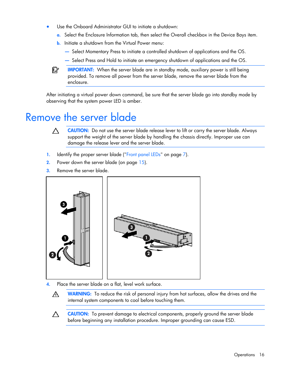 Remove the server blade | HP BL685C G6 User Manual | Page 16 / 106